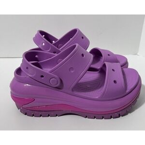 Crocs Mega Crush Sandals Womens Size 9 Purple Platform Slingback Slip On Comfort